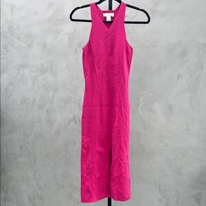 Caroline Constas Vibrant Pink Midi Dress